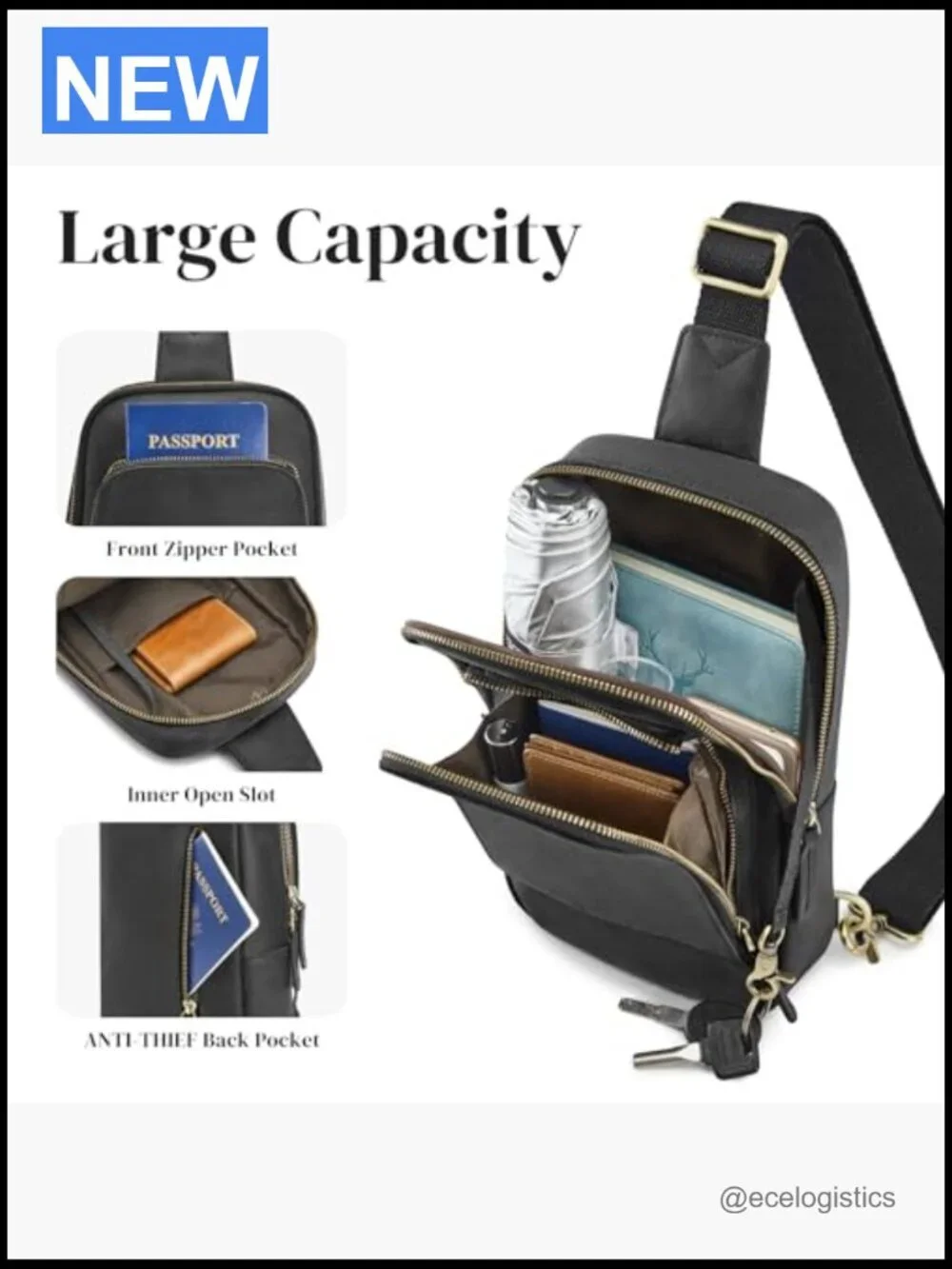 Vintage Leather Crossbody Sling Bag RFID Blocking Daypack Backpack